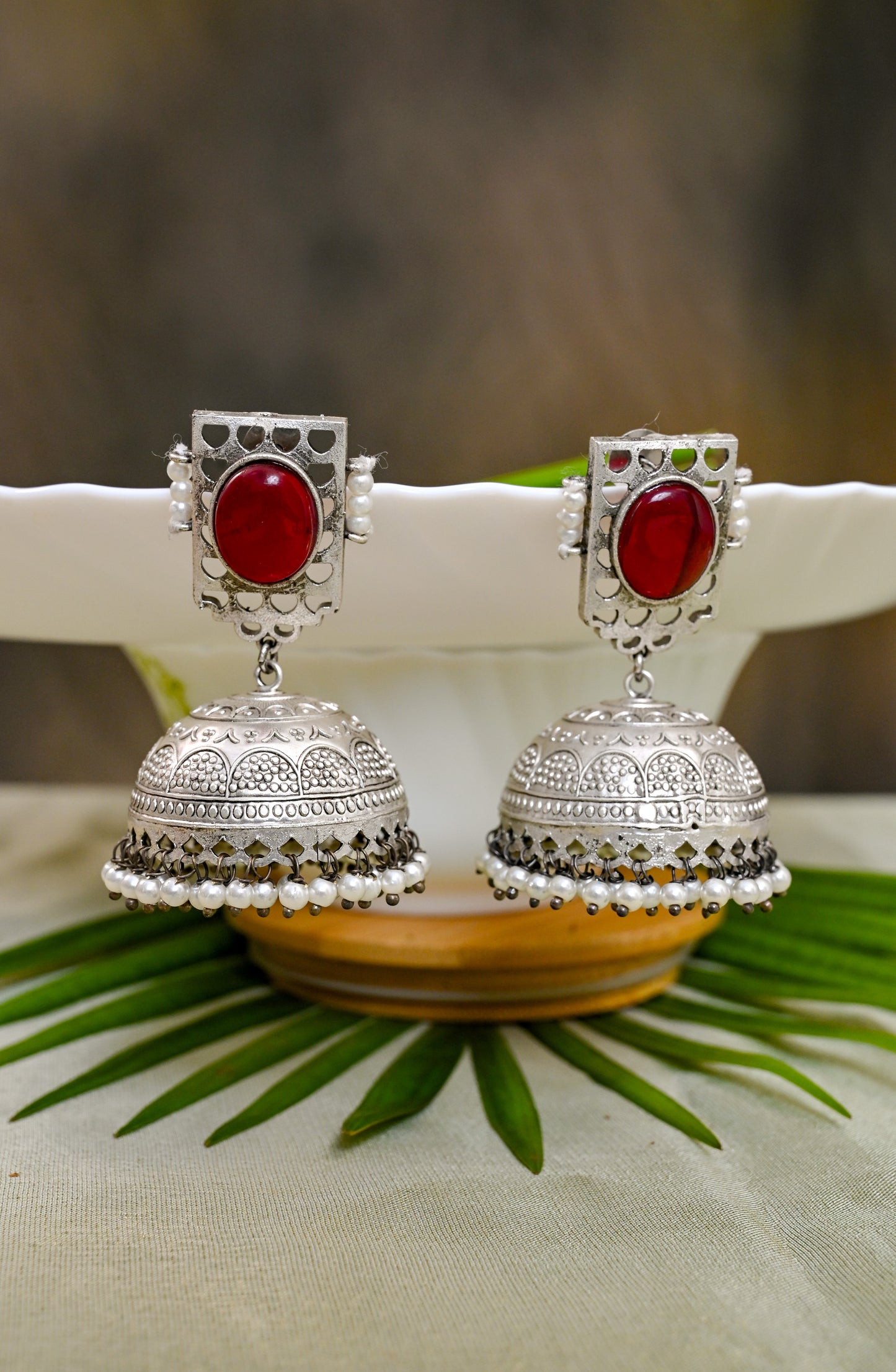 Stunning Monalisa Silver Jhumkas