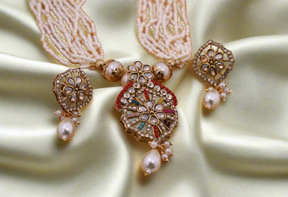Victorian Pearl Beads Kundan Necklace Set