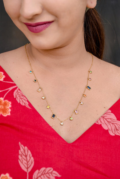 Premium Gold Plated CZ Star Charms Chain