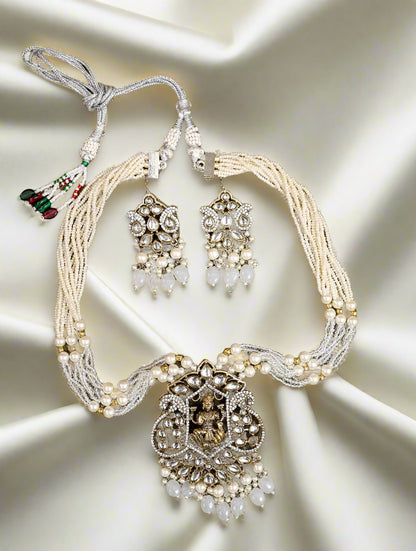 Statement Pearl Laxmi Kundan Necklace Set