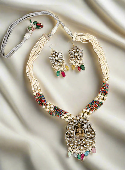 Statement Pearl Laxmi Kundan Necklace Set