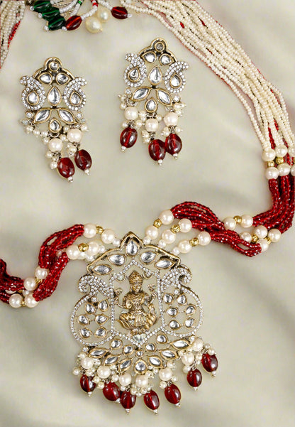 Statement Pearl Laxmi Kundan Necklace Set