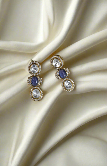 Moissanite CZ Kundan Single Line Necklace Set