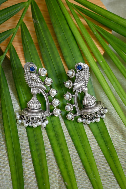 Mystic Design Silver Pearl Jhumki Earrings