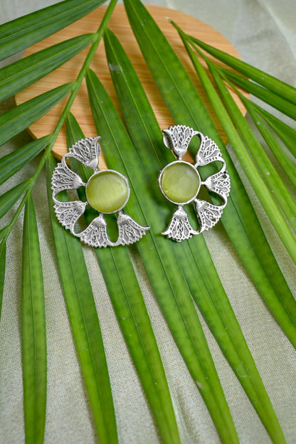 Antique Oxidized Moissanite Stud Earrings