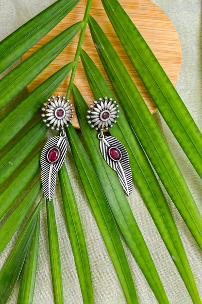 Antique Oxidized Polki Stone Dangler Earrings
