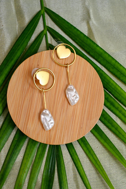Natural Pearl Love Drop Earrings