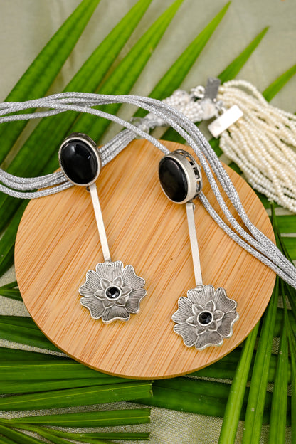 Antique Oxidized Monalisa Stud Danglers