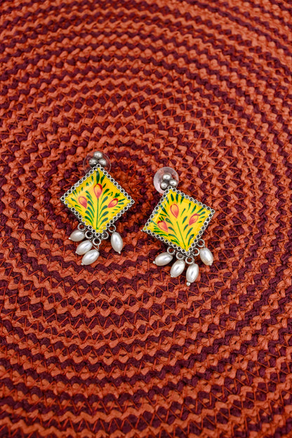 Meenakari Pearl Stud Earrings
