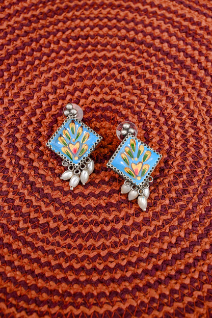 Meenakari Pearl Stud Earrings