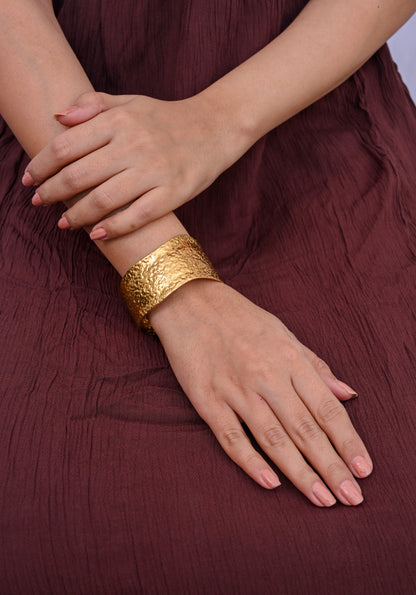 Statement Adjustable Gold Toned Cuff Bracelet