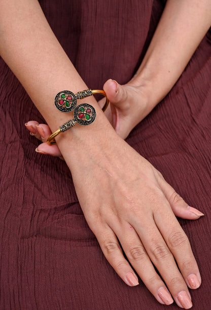 Antique Oxidized Gold Adjustable Kada Bracelet