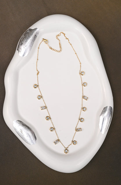 CZ Diamond Charm Chain Necklace