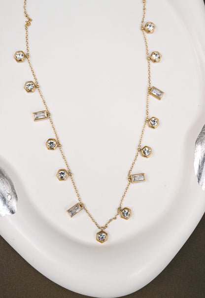 CZ Diamond Charm Chain Necklace