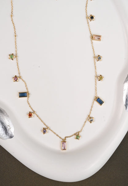 Premium Gold Plated CZ Star Charms Chain