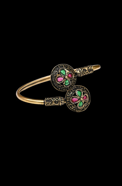 Antique Oxidized Gold Adjustable Kada Bracelet