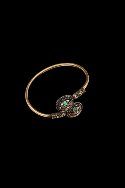 Antique Oxidized Gold Adjustable Kada Bracelet