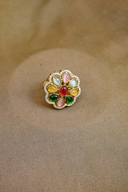 Stunning CZ Kundan Adjustable Ring