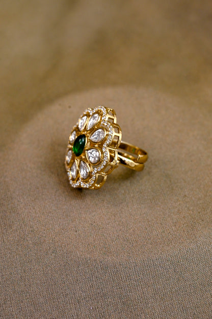 Stunning CZ Kundan Adjustable Ring