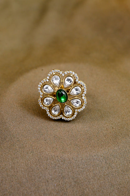 Stunning CZ Kundan Adjustable Ring