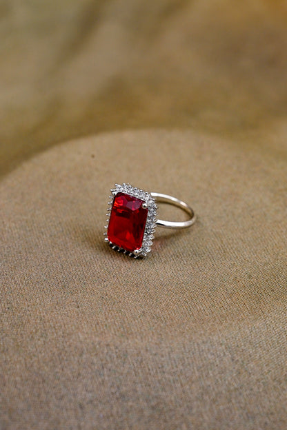 Adjustable CZ Cut Diamond Silver Tone Ring