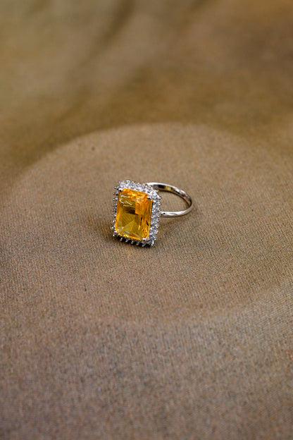 Adjustable CZ Cut Diamond Silver Tone Ring