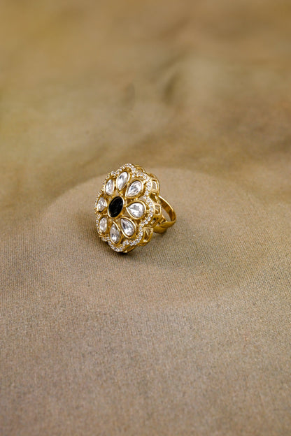 Stunning CZ Kundan Adjustable Ring