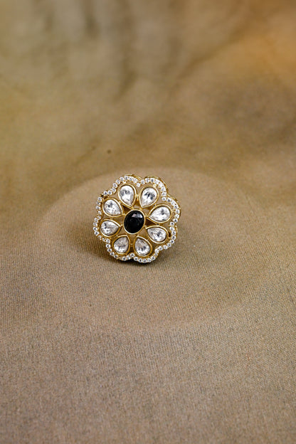 Stunning CZ Kundan Adjustable Ring