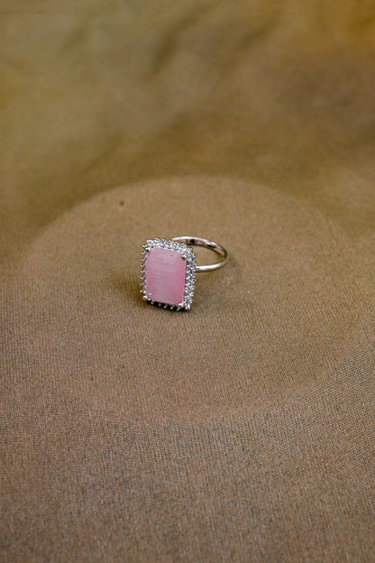 Adjustable CZ Cut Diamond Silver Tone Ring