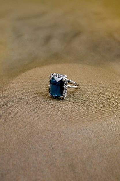 Adjustable CZ Cut Diamond Silver Tone Ring