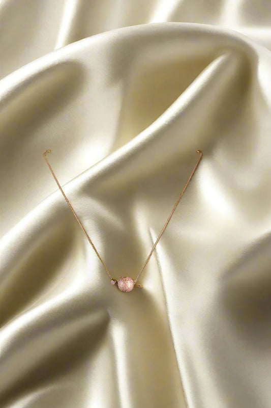 Rose Gold Plated Anti-Tarnish Pave Ball Chain Pendant Set