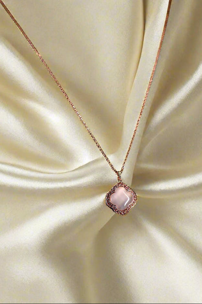 Hypoallergenic Moon Stone AD Studded Chain Pendent