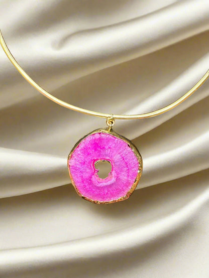 Natural Cosmos Purpurite Stone Pendent Necklace Set